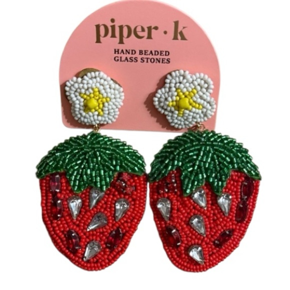 Piper Red and Green Strawberry Earrings Sparkling Jewelry